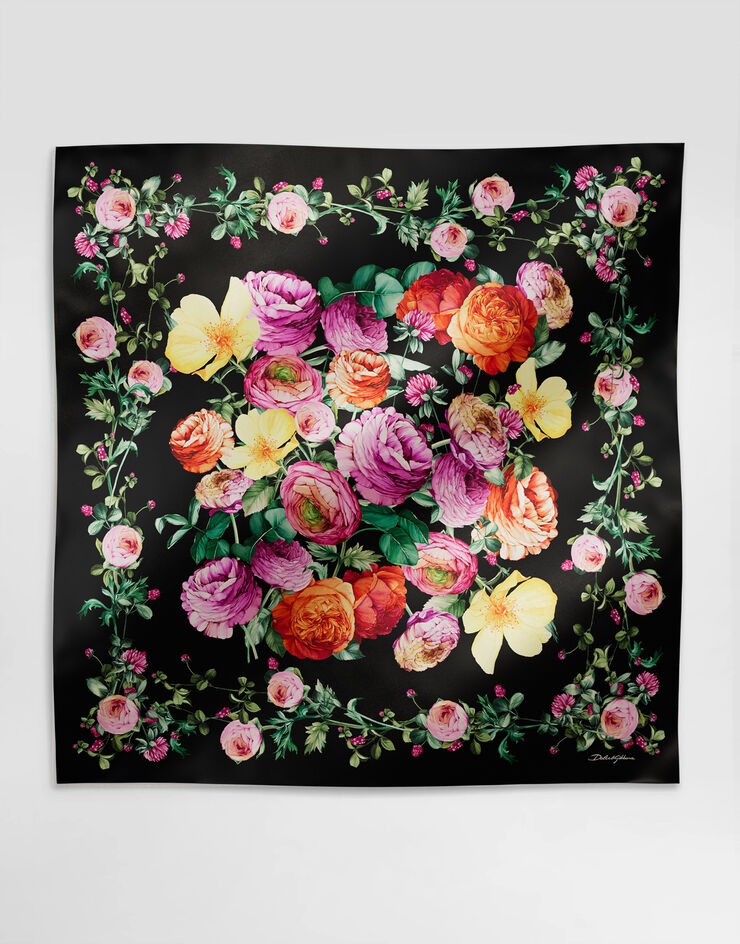 Dolce & Gabbana Tuch aus Seidentwill Pfingstrosenprint 90 x 90 Drucken FN090RGDCWX