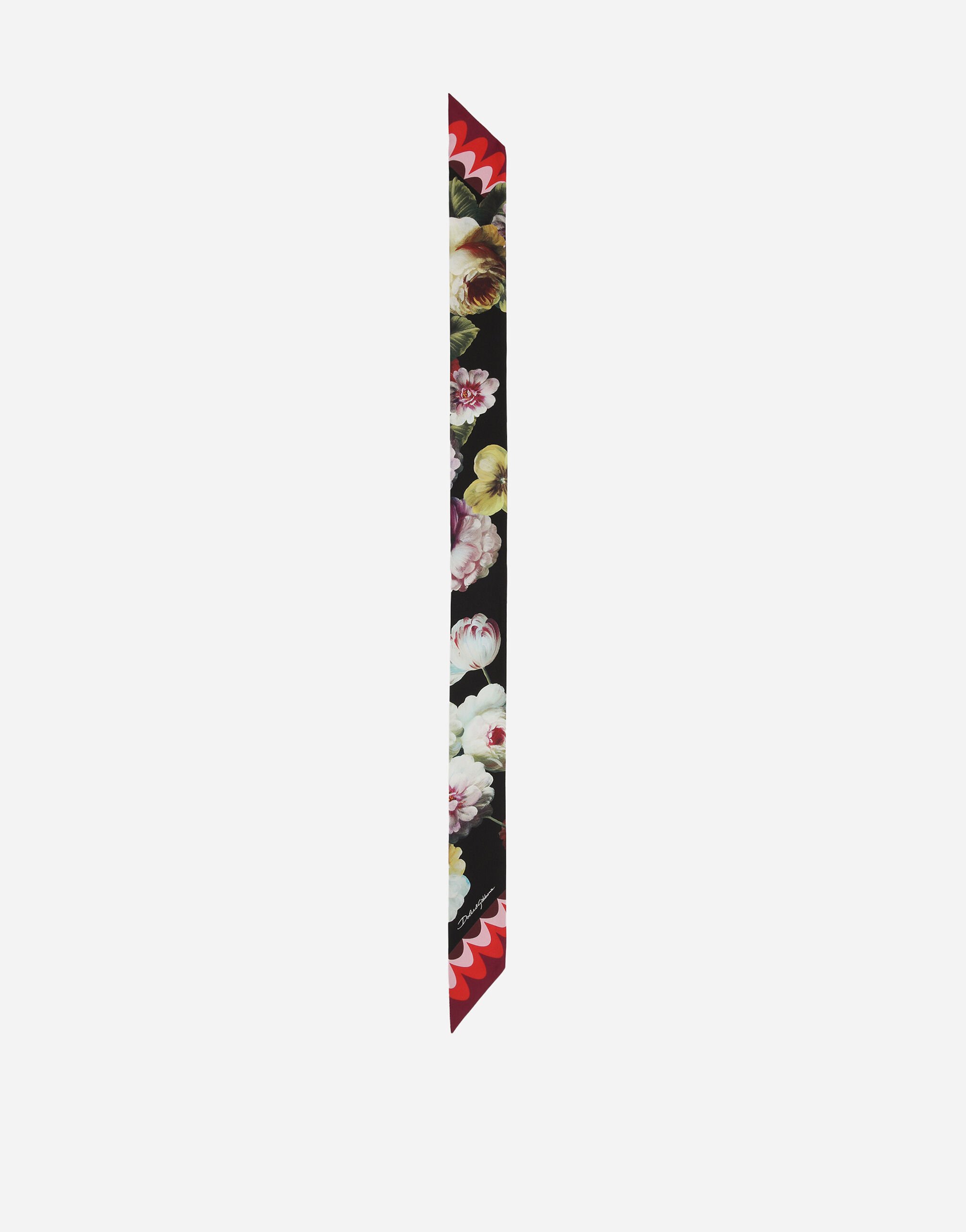 Dolce&Gabbana Silk twill headscarf with nocturnal flower print (6 x 100) Multicolor F6AOJTHI1ME