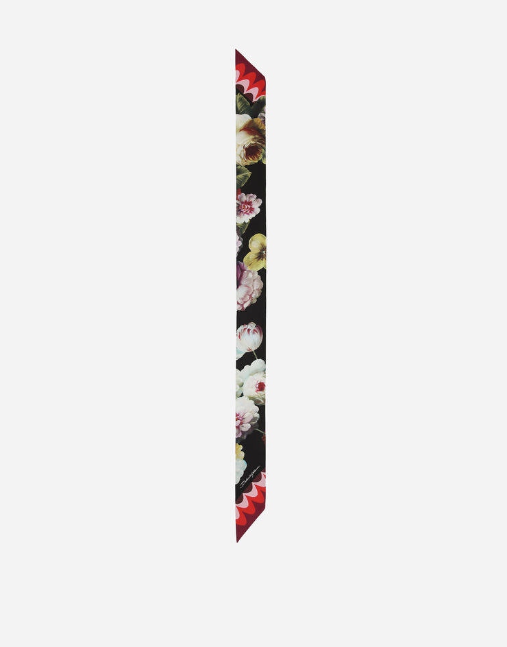 Dolce & Gabbana وشاح رأس من تويل حريري بطبعة زهرة ليلية (6 × 100) يضعط FS215AGDB7G