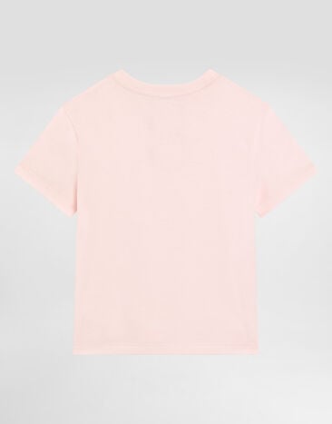 Dolce & Gabbana Jersey t-shirt with DG embroidery and rhinestones Pink L5JTQUG7P0K