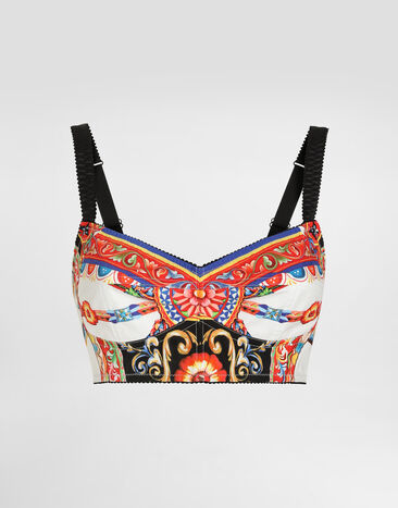 Dolce & Gabbana Carretto-print poplin top Multicolor F7T18TGDDTE