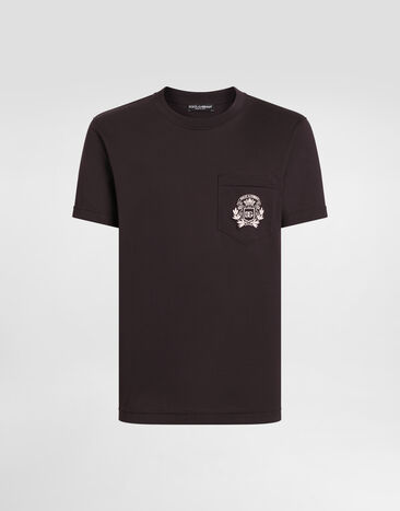 Dolce & Gabbana Cotton t-shirt with embroidery Brown G8RA2ZG7PZE
