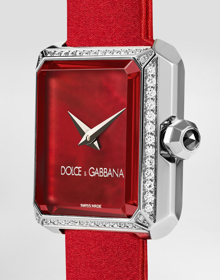 Dolce & Gabbana Sofia watch in stainless steel with colorless diamonds Raspberry red WWJC2SXCMDT