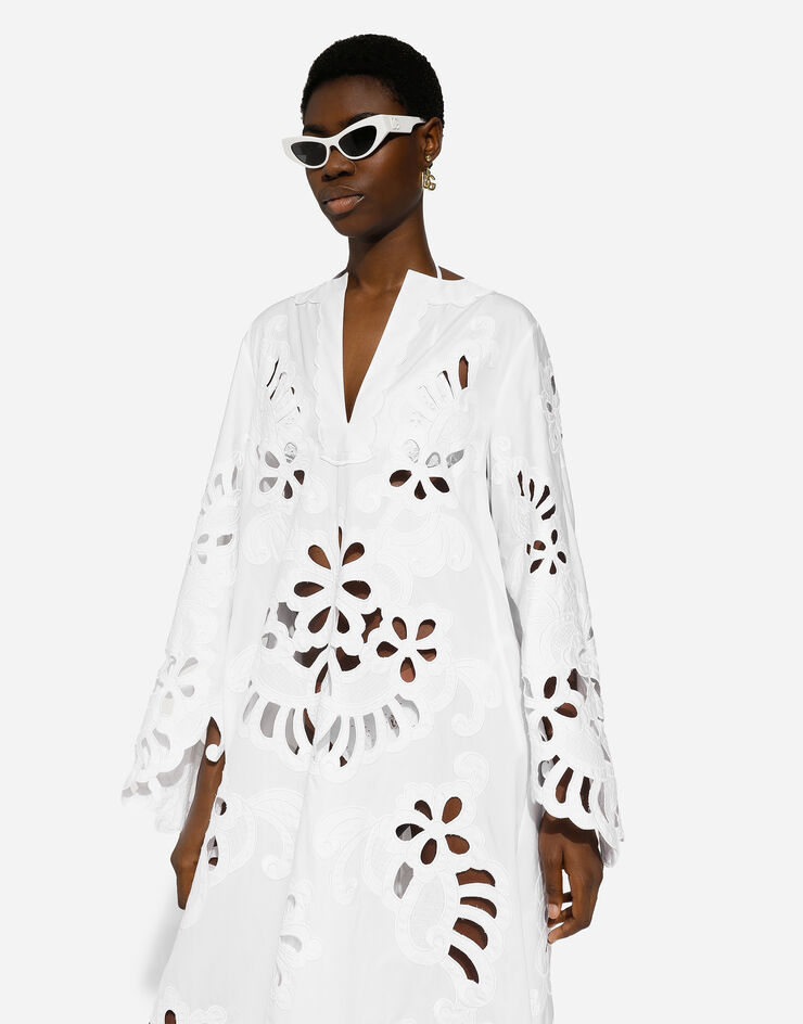 Dolce & Gabbana Long cotton caftan with cut-out detailing White F6JIEZGDCJ3