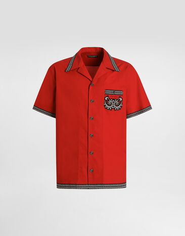 Dolce & Gabbana Poplin shirt with printed details Print G5JH9THH5EJ