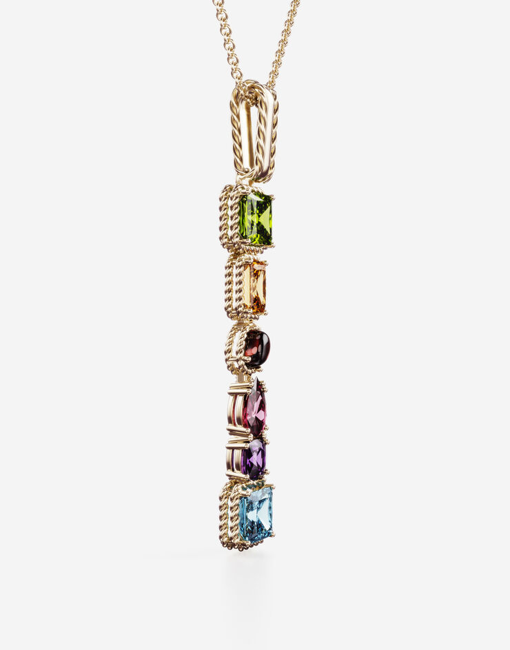 Dolce & Gabbana Pendente I Rainbow Alphabet con gemme multicolor Oro WAMR2GWMIXI