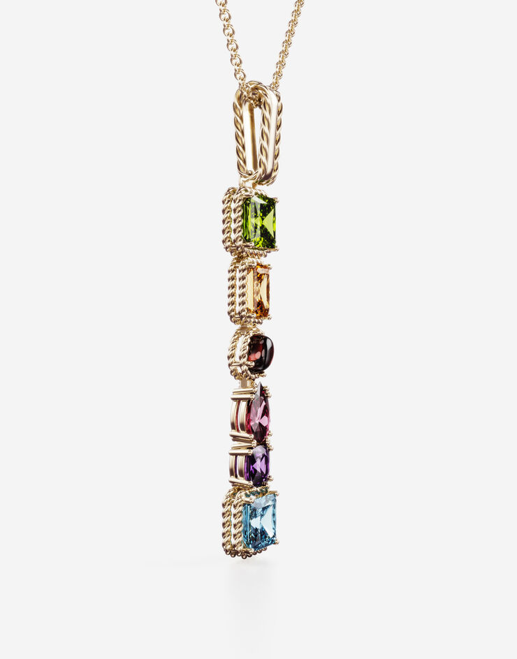 Dolce & Gabbana Rainbow alphabet I pendant in yellow gold with multicolor fine gems Gold WAMR2GWMIXI