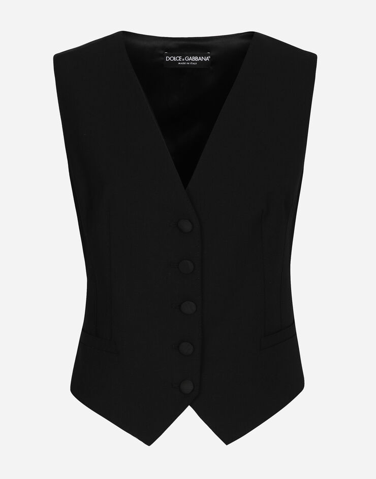Dolce & Gabbana Жилет из шерстяной саржи черный F79H5TFUBGC