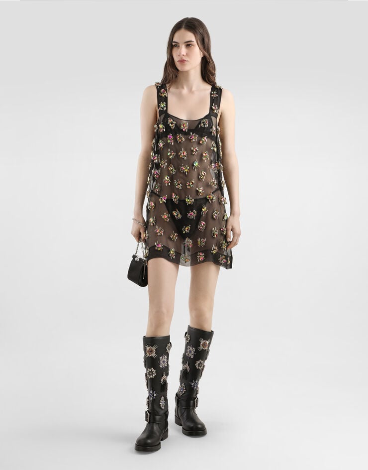 Dolce & Gabbana Organza dress with embroidery Multicolor F60D1ZGDDFY