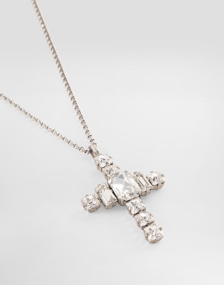 Dolce & Gabbana Cross necklace with rhinestones Silver WNR8S8W1111