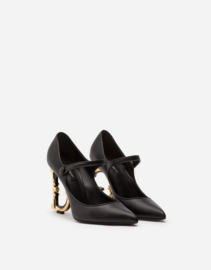 Dolce & Gabbana Nappa leather Mary Jane with baroque DG heel NERO CD1476AV967