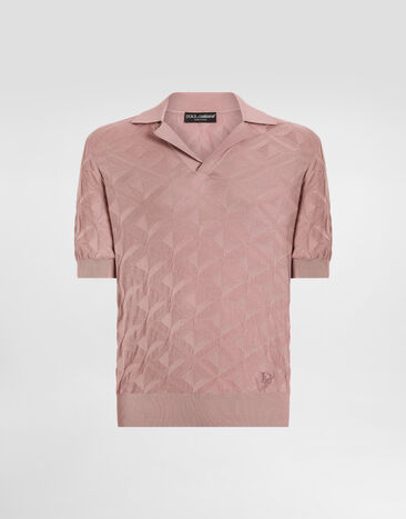Dolce & Gabbana Poloshirt aus Seide mit Logostickerei Rosa GXZ56ZJBSLG