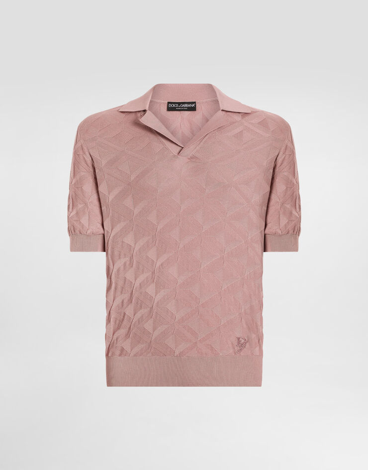 Dolce & Gabbana Polo en soie avec logo brodé Rose GXZ56ZJBSLG