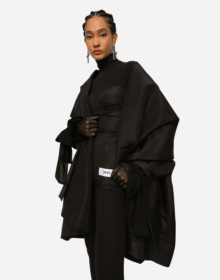 Dolce & Gabbana KIM DOLCE&GABBANA Taffeta and moiré cape with the Re-Edition label Black F0C4UTFU1CJ
