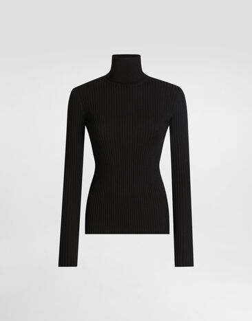 Dolce & Gabbana Rollkragenpullover aus Wolle Schwarz FXW34TJDVDC