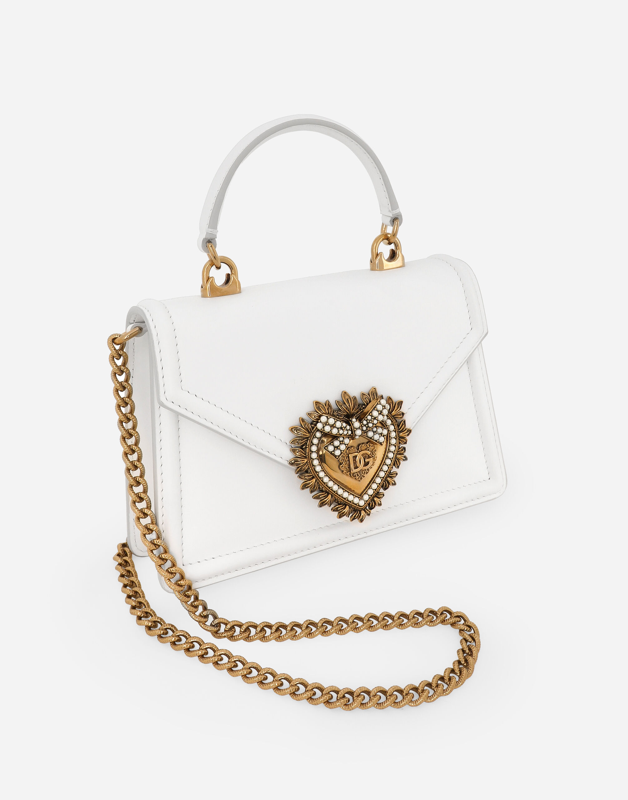 Small smooth calfskin Devotion bag in White for | Dolce&Gabbana® US