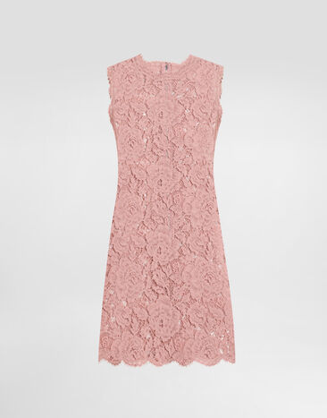 Dolce & Gabbana Sleeveless floral lace A-line dress with DG logo Multicolor F6GASTFU2L8