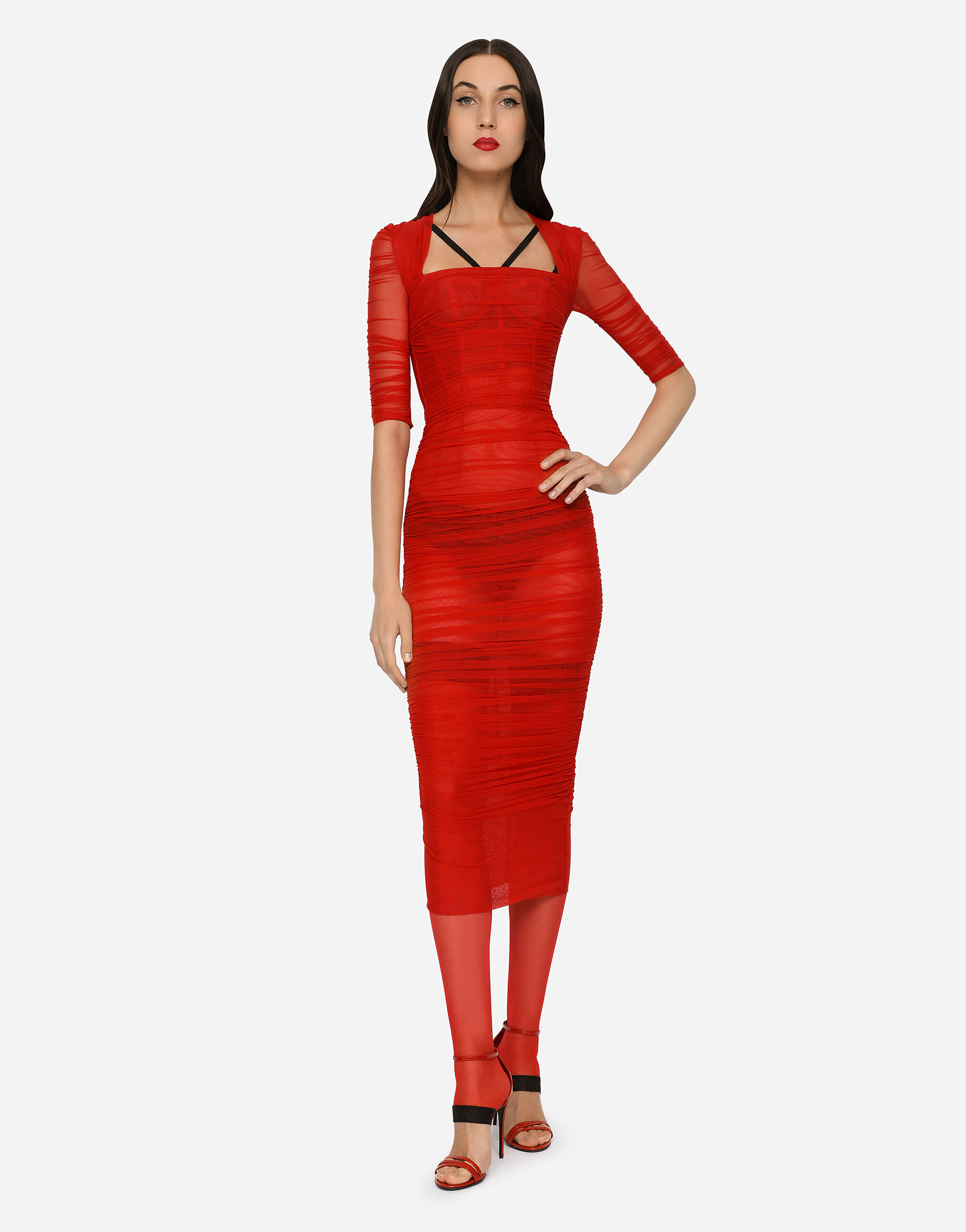 Dolce and gabbana red tulle dress shop
