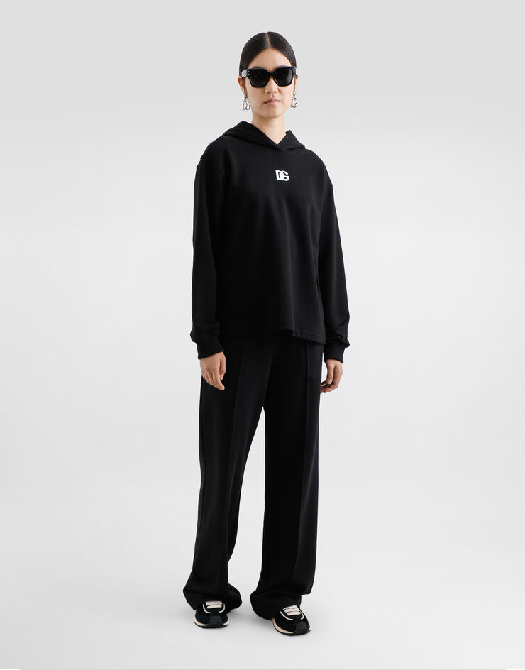 Dolce & Gabbana Jersey hoodie with DG embroidery Black F9S49ZGDCYC