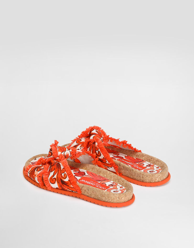 Dolce & Gabbana Majolica-print brocade flat slippers Multicolor CQ0708A9AB2