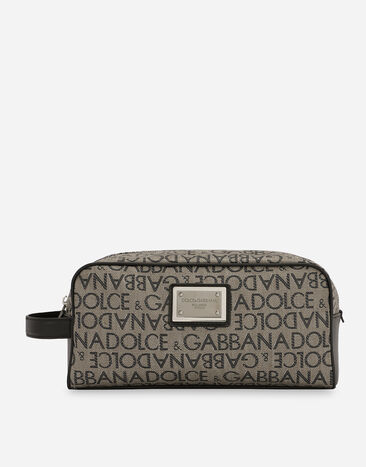 Dolce & Gabbana Coated jacquard toiletry bag Black BP0330AG219