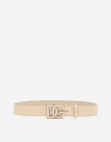 Dolce & Gabbana Deerskin-print calfskin belt with logo print Black BC4924A9Q22