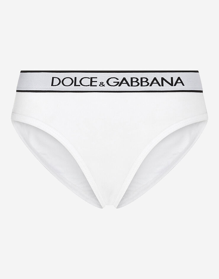 Dolce & Gabbana Fine-rib jersey briefs with branded elastic White O2B26TFUGF5