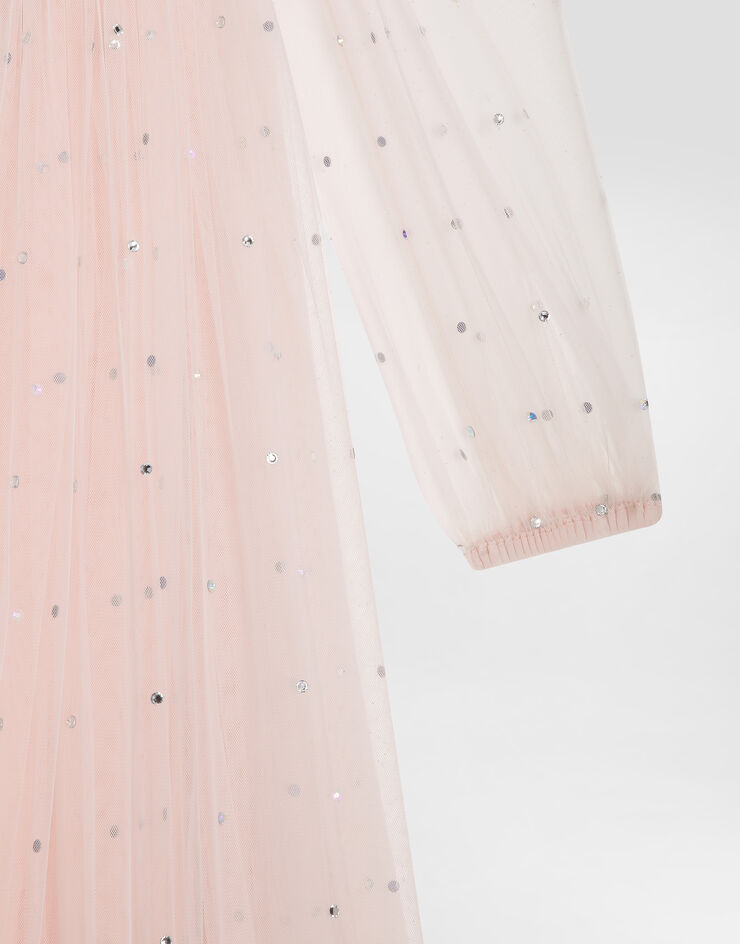 Dolce & Gabbana Kleid aus Tüll und Strass Rosa L54DC5HLMXC