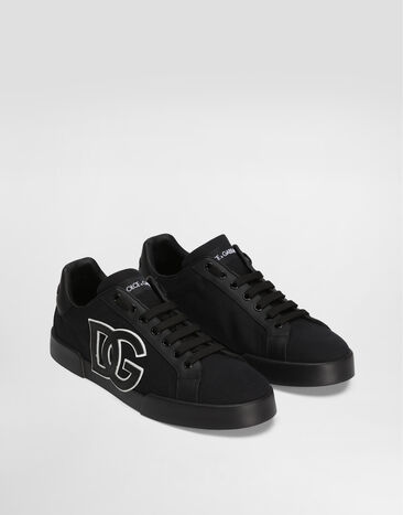 Dolce & Gabbana Portofino light strobel sneakers in canvas and calfskin Black CS2343AE629