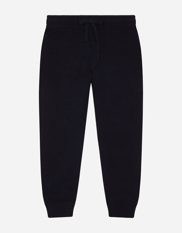 DolceGabbanaSpa Pantalón de chándal en punto liso con placa con logotipo Bleu L4KP08JCVM4