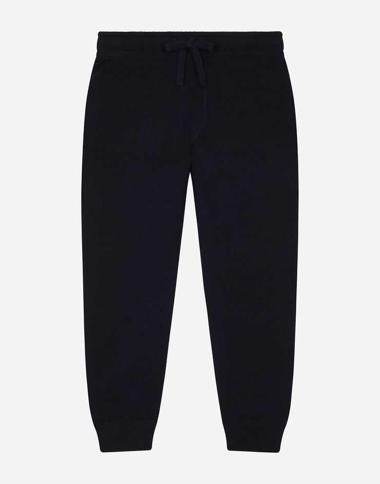 DolceGabbanaSpa Pantalón de chándal en punto liso con placa con logotipo Bleu L4KP08JCVM4