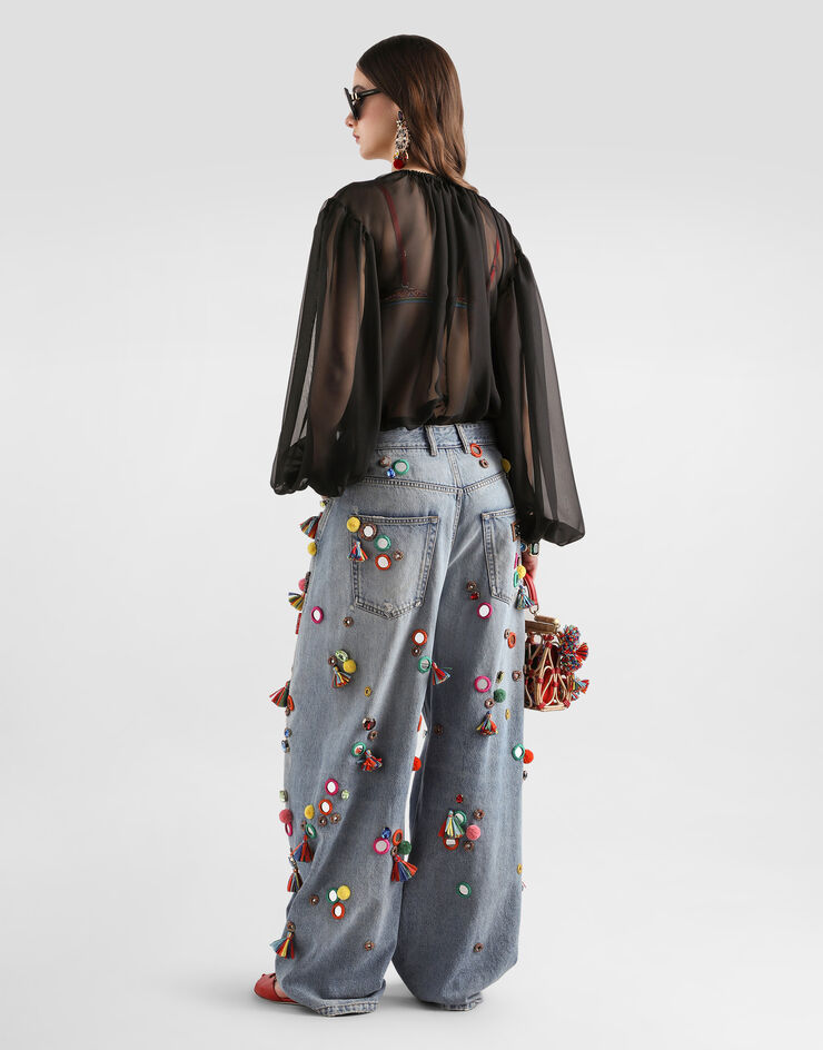 Dolce & Gabbana Silk chiffon top Black F7BR1TFU1AT