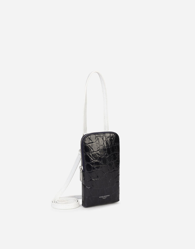 Dolce & Gabbana Чехол для смартфона из кожи аллигатора с логотипом, принтованным методом горячего тиснения СИНИЙ/БЕЛЫЙ BP2575A2V74