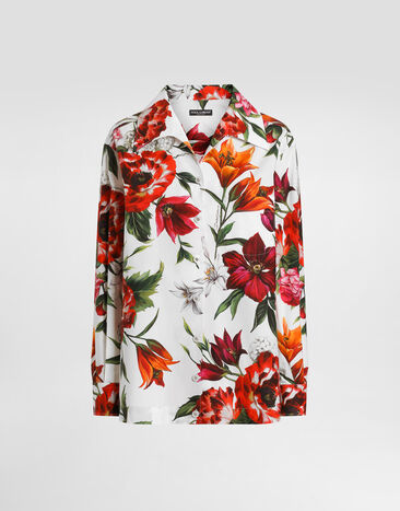 Dolce & Gabbana Flower-print poplin shirt Print F5T79THS5TQ