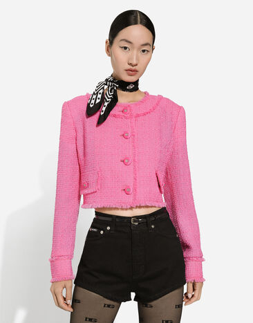 Dolce & Gabbana Short raschel tweed jacket Pink F26X8TFMMHN