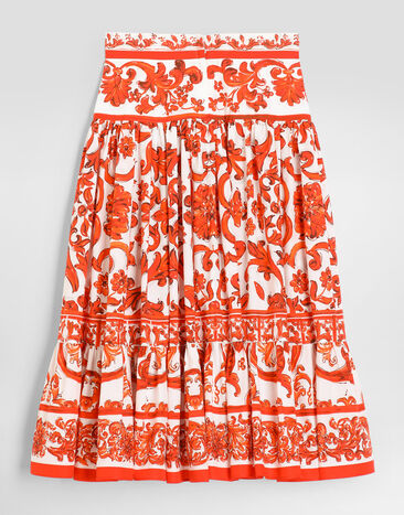 Dolce & Gabbana Majolica-print poplin skirt Multicolor L56I02G7P4J