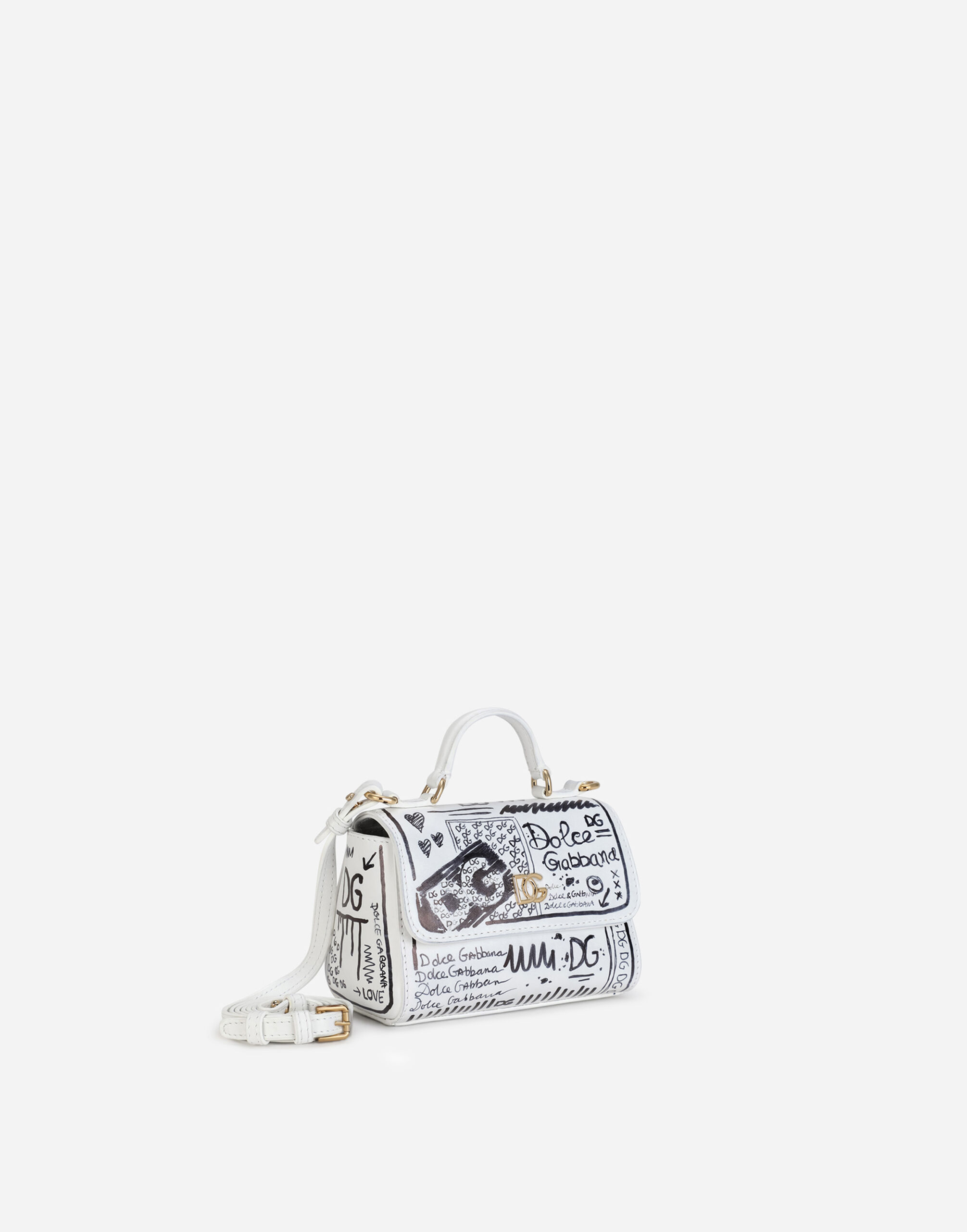 Calfskin handbag with graffiti print in Multicolor for for Girls