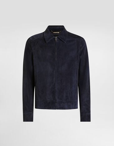 Dolce & Gabbana Leather zipped jacket Blue G9BPCLHULUU