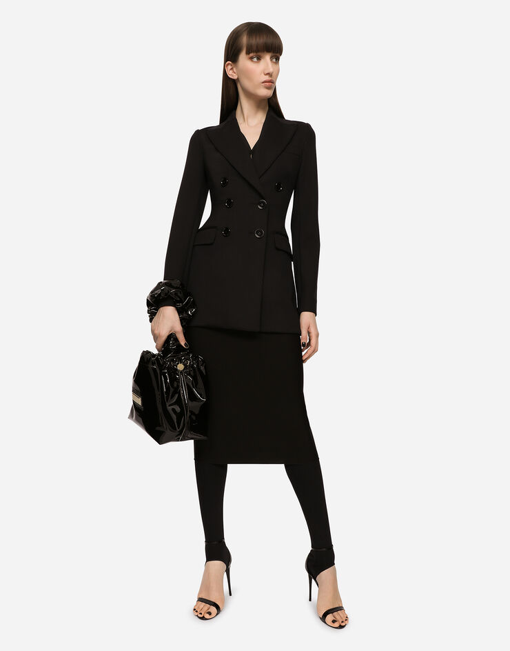 Dolce & Gabbana Jersey full Milano calf-length skirt Black F4CHZTFUGO7