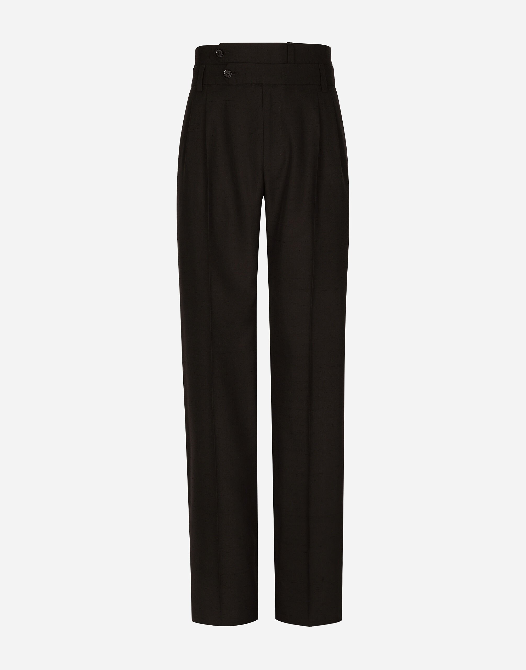 Dolce & Gabbana Tailored shantung silk and cotton pants Black G2PQ4TGG150