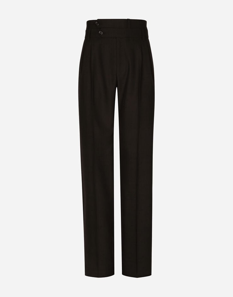 Dolce & Gabbana Pantalón de traje en shantung de algodón y seda Negro GVX8HTHUMCA