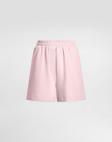 Dolce & Gabbana Pantalón corto de punto con logotipo DG bordado en relieve Rosa FTC90ZGDCX6