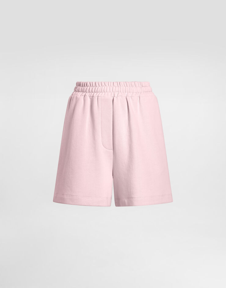 Dolce & Gabbana Jersey shorts with raised DG logo embroidery Pink FTC90ZGDCX6