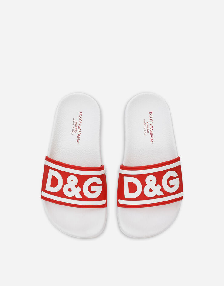 Dolce & Gabbana Sandalia de goma con estampado del logotipo Blanco DD0320AQ858