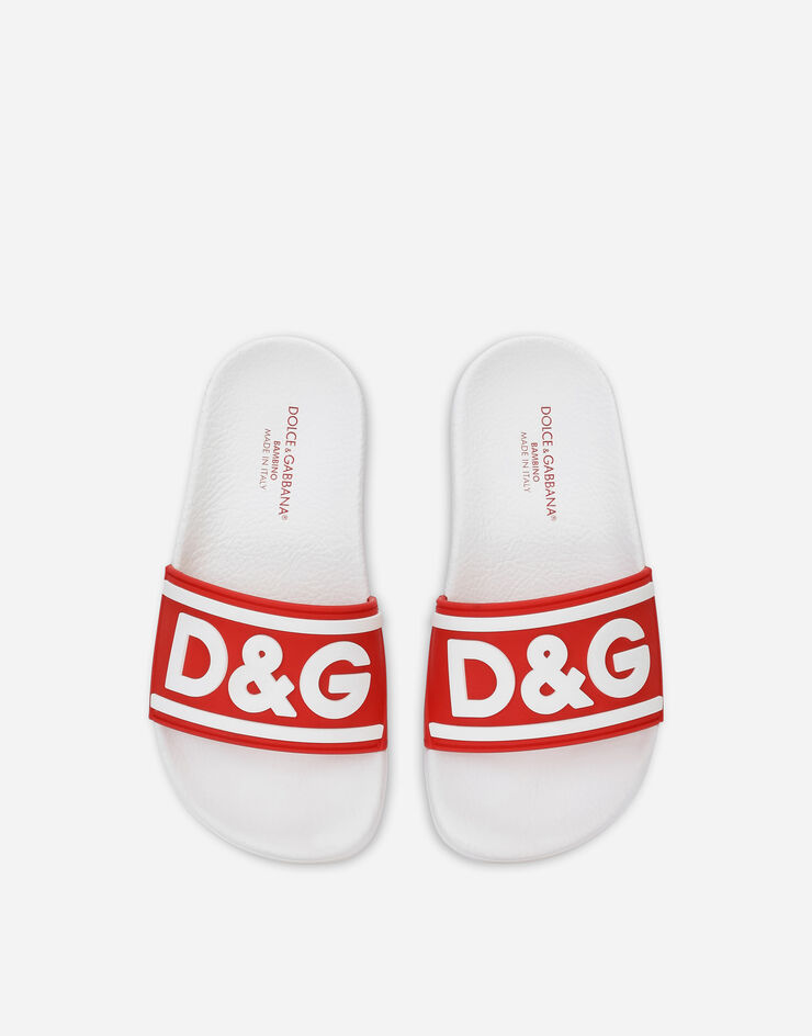 Dolce & Gabbana Rubber sliders with logo print White DD0320AQ858