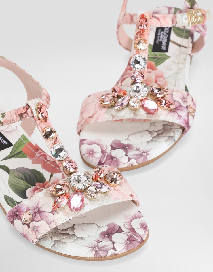 Dolce & Gabbana Flower-print cotton sandals Multicolor D11399AZ650