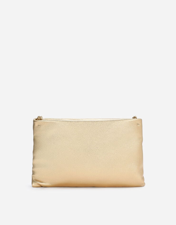 Dolce & Gabbana Small foiled calfskin Devotion Soft bag Gold BB7378AY812