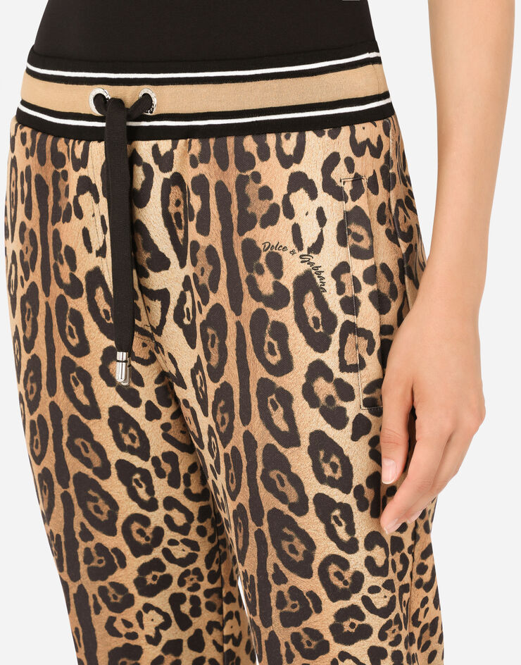Dolce & Gabbana Jersey jogging pants with leopard print Multicolor I3ABKWG7BPV