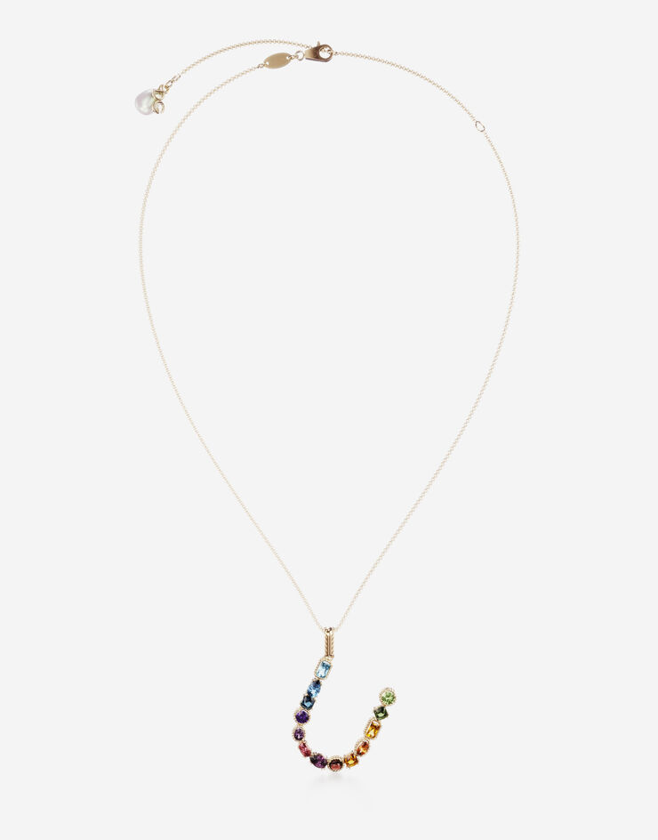 Dolce & Gabbana Pendente U Rainbow Alphabet con gemme multicolor Oro WAMR2GWMIXU