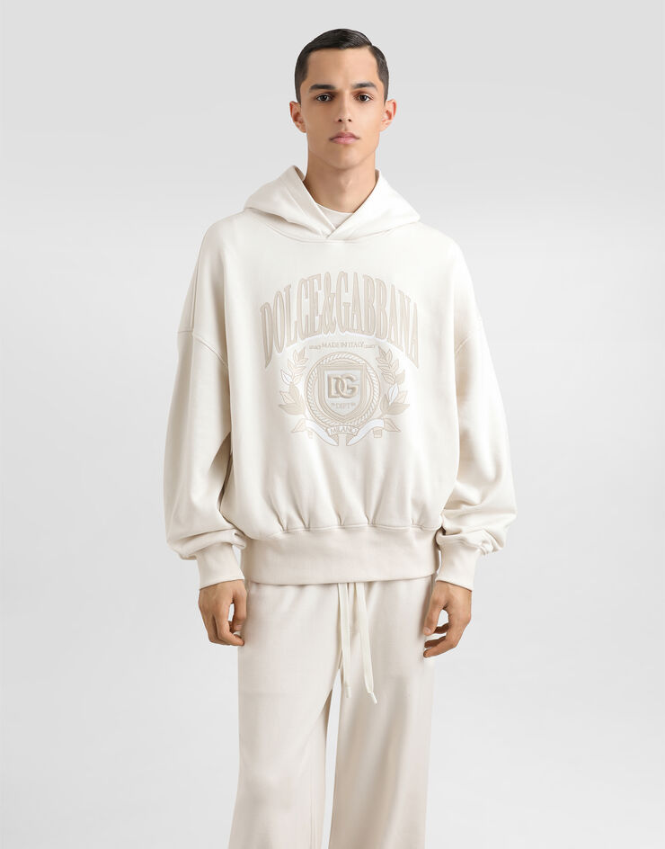 Dolce & Gabbana Hoodie with embroidery Cream G9BJGZG7O2J